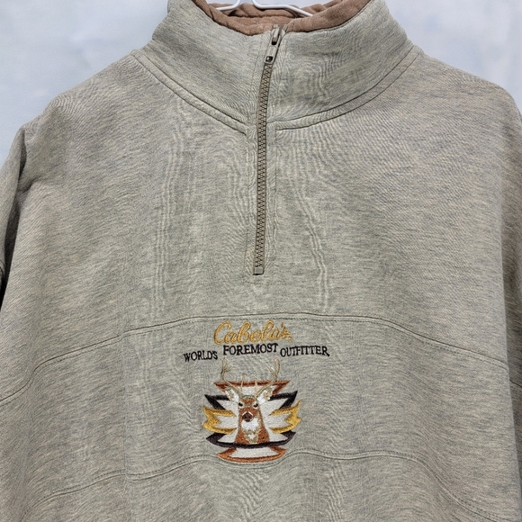 Cabelas Quarter Zip Buck Embroidered Sweater - Picture 3 of 7
